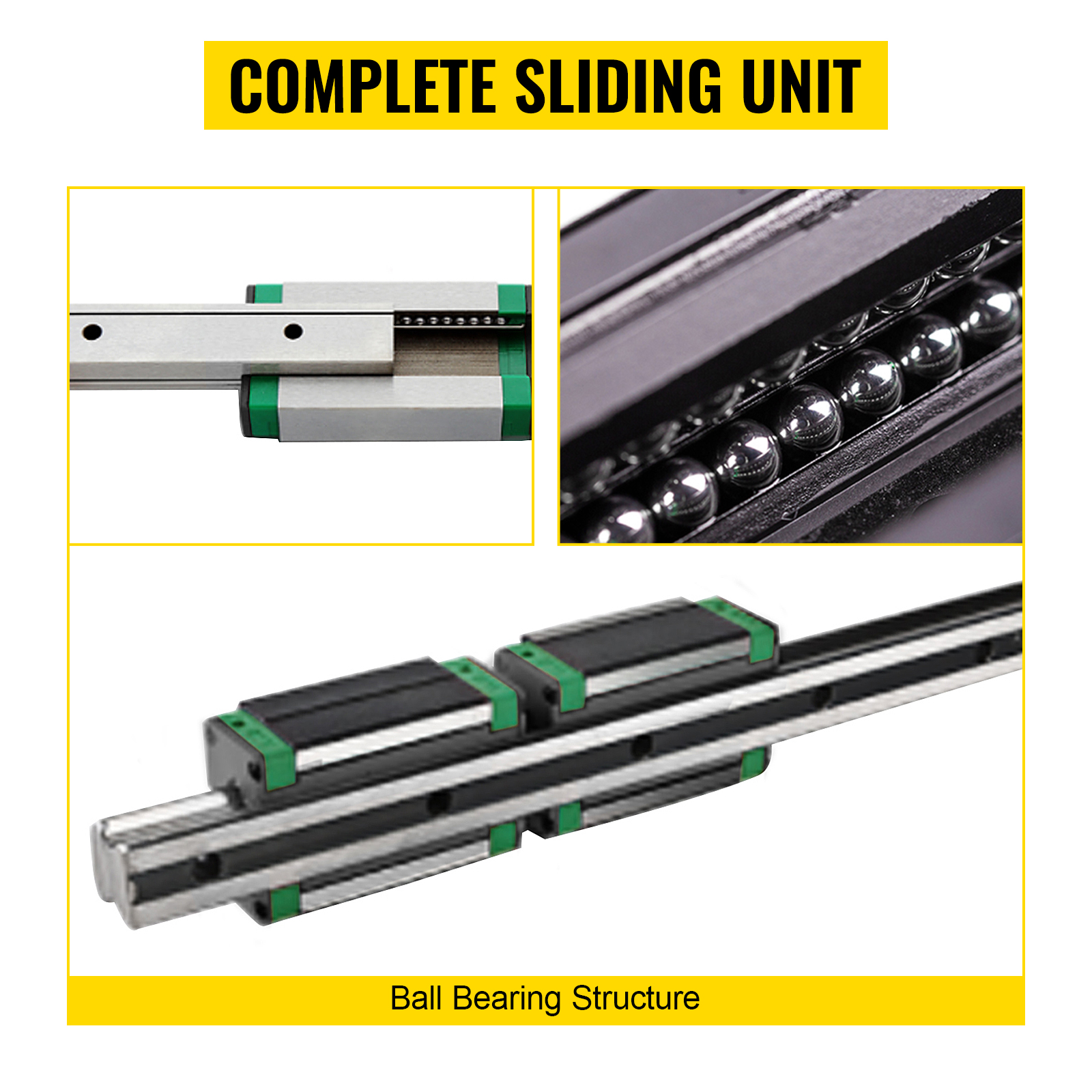 VEVOR linear guide rail with ball bearing structure for complete sliding unit.