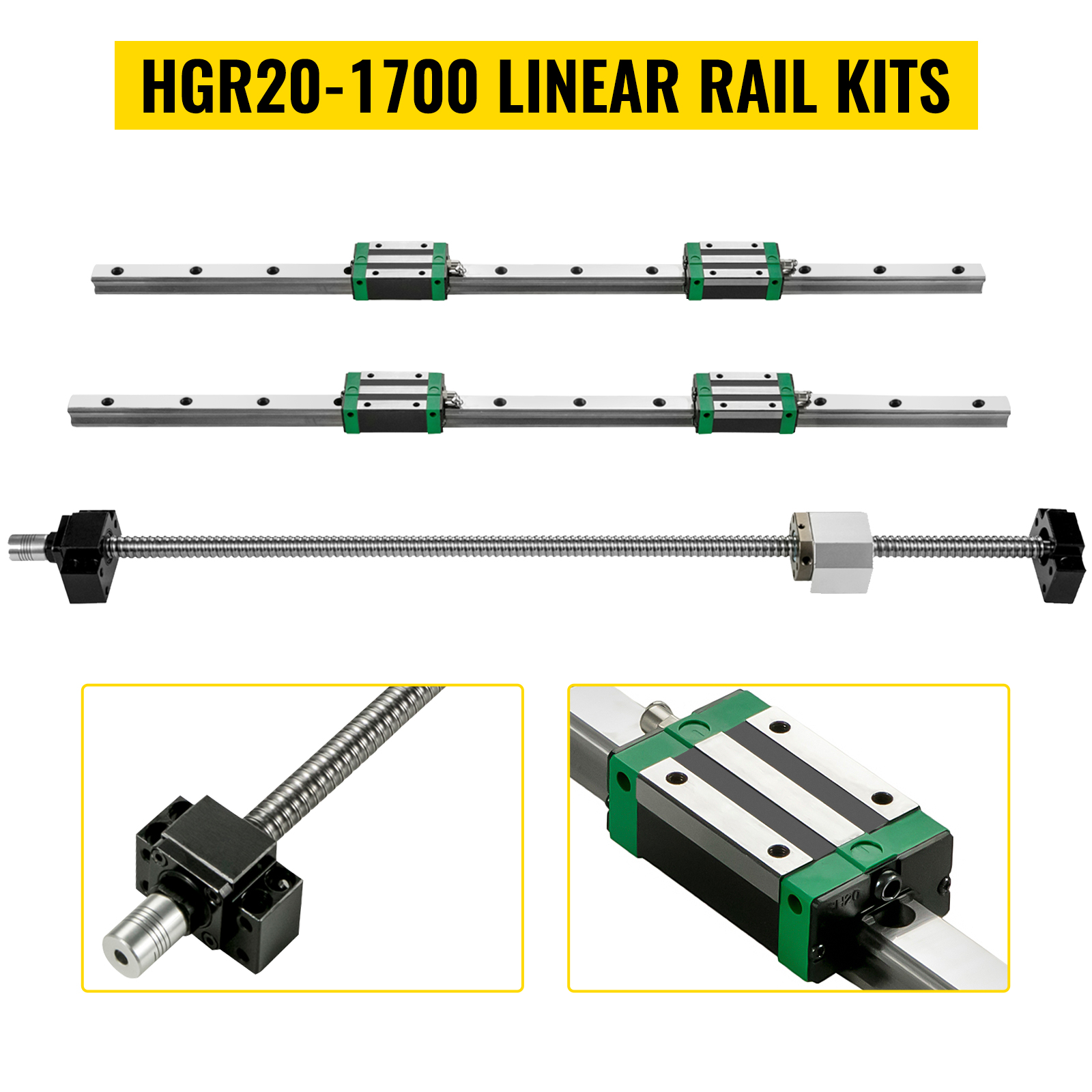 hgr20-1700 linear rail kits featuring VEVOR linear guide rail and ball screw components.