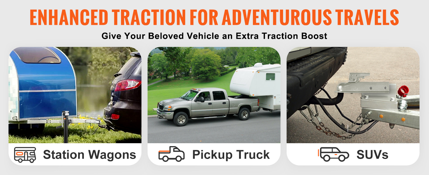 VEVOR trailer coupler for station wagons, pickup trucks, and suvs ensures enhanced traction and secure towing.