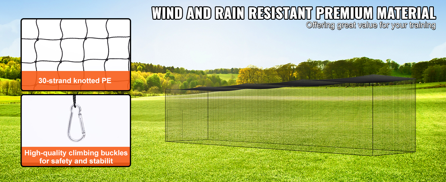 VEVOR baseball batting net with 30-strand knotted pe and high-quality climbing buckles for safety.