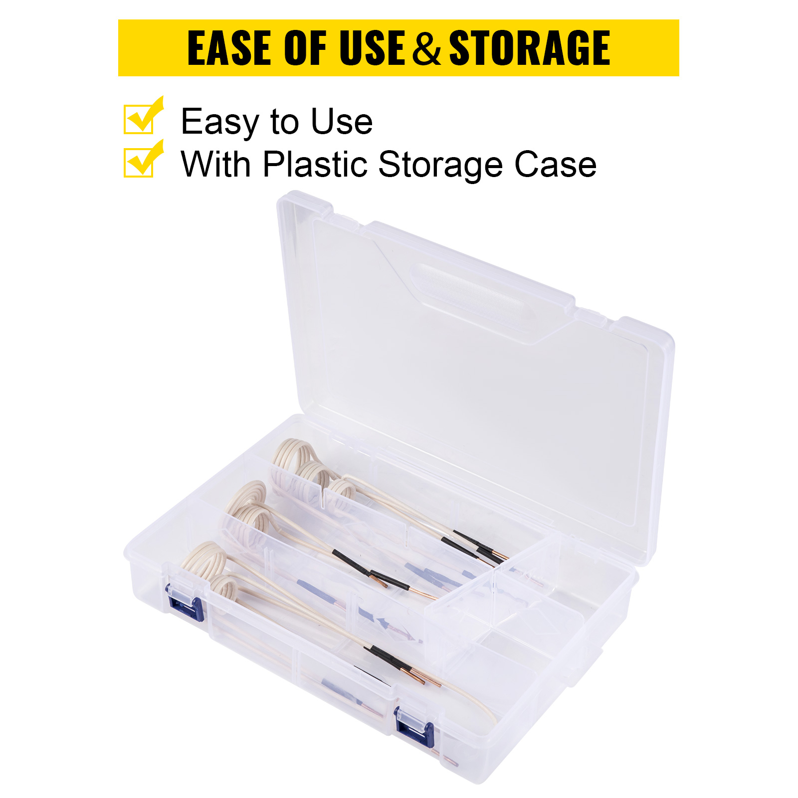 VEVOR induction heater kit with plastic storage case for easy use and organization.