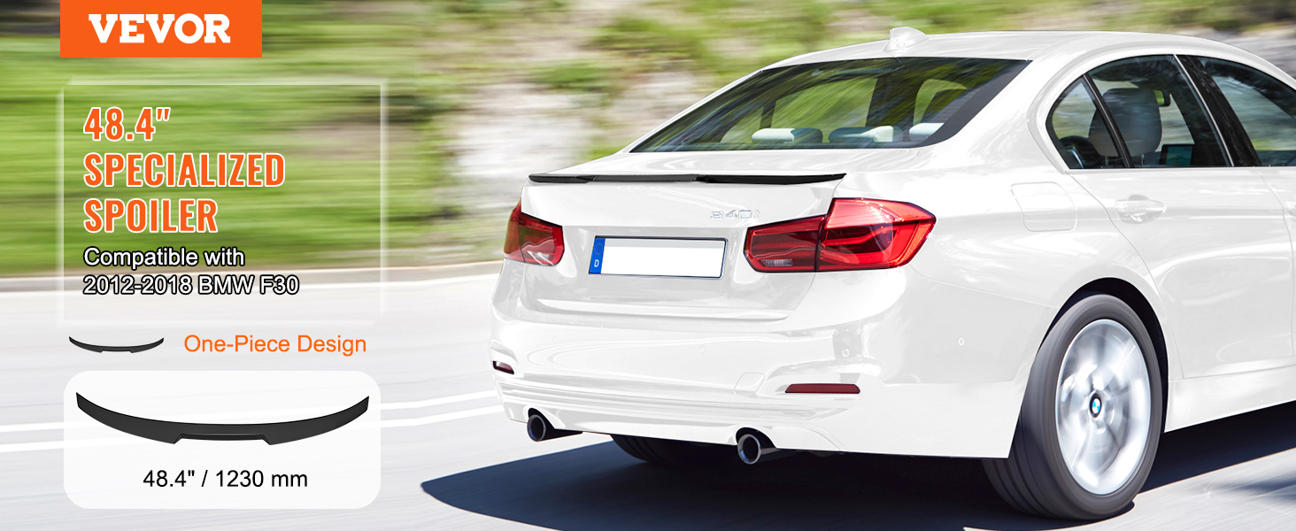 VEVOR gt wing car spoiler, 48.4" specialized, compatible with 2012-2018 bmw f30.