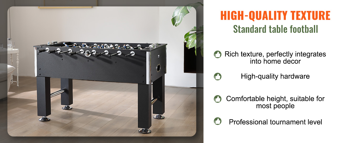VEVOR foosball table in modern living room with high-quality texture and professional features.