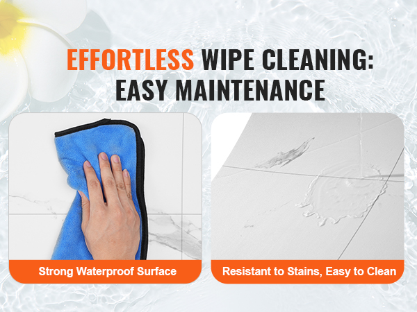 effortless cleaning with VEVOR self adhesive vinyl floor tiles, strong waterproof surface, stain-resistant.