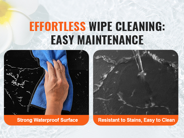 effortless cleaning of VEVOR self adhesive vinyl floor tiles, waterproof, stain-resistant surface.