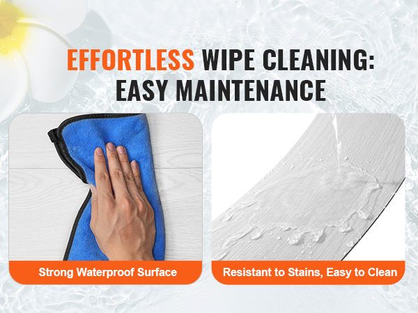 effortless cleaning of VEVOR vinyl floor tiles with a waterproof surface, resistant to stains, and easy to clean.