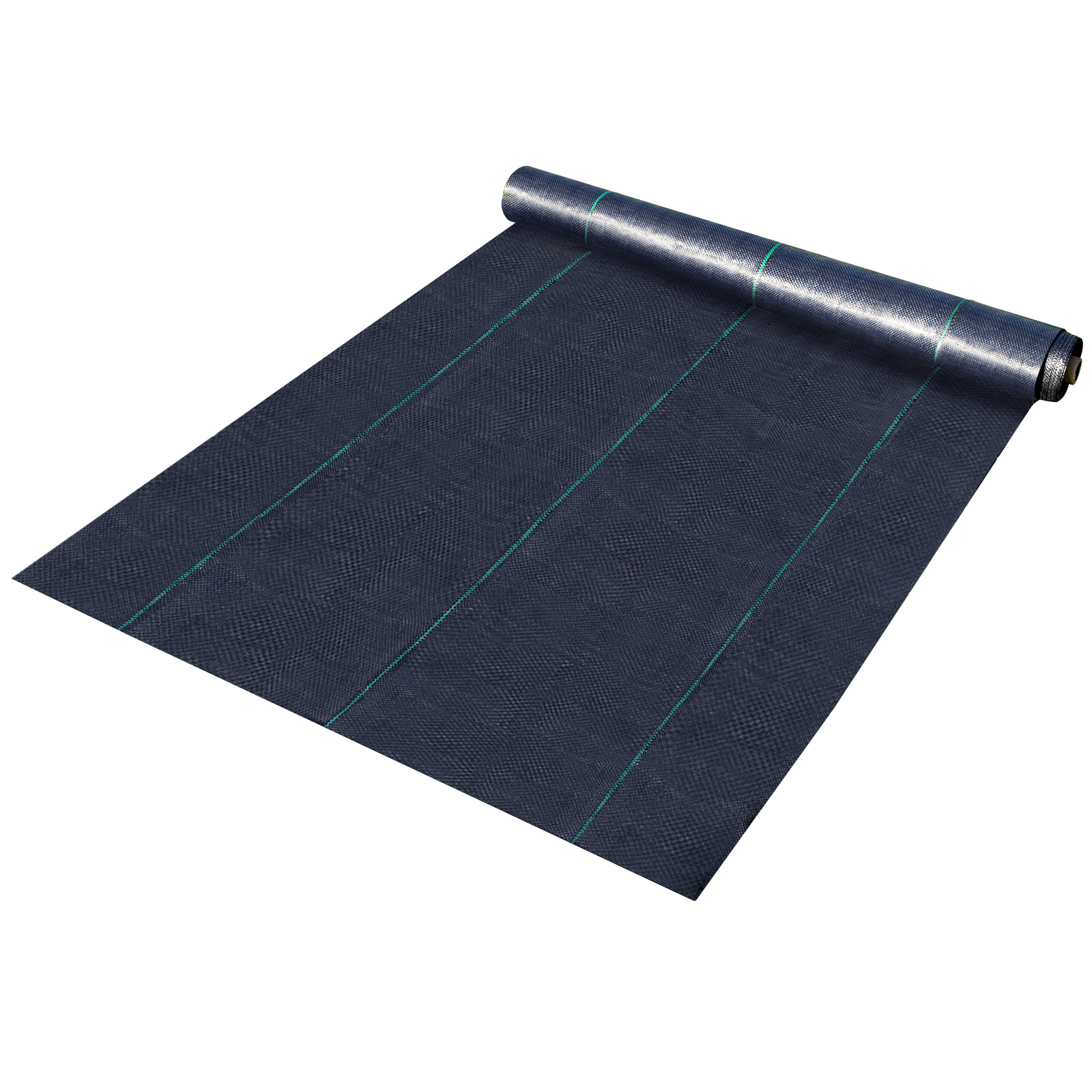 VEVOR weed barrier fabric roll with green guide lines.