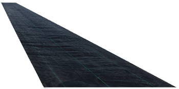 black VEVOR weed barrier fabric with green grid lines, unrolled on a white surface.