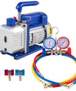 VEVOR 3.06 m³/h 186 W Single-Stage Refrigerant Vacuum Pump Kit with Manifold Gauges for HVAC & Air Conditioning