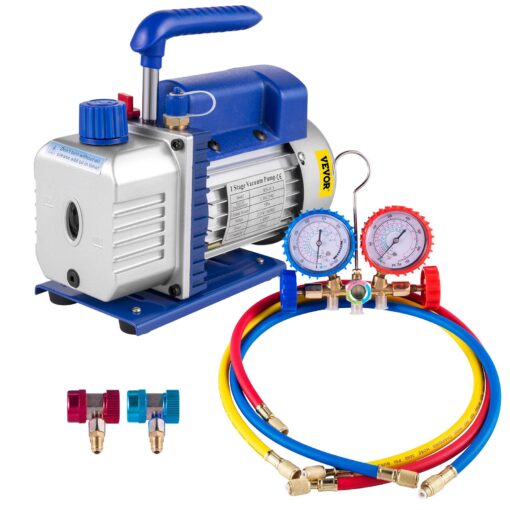 VEVOR 306 m³h 186 W Single Stage Refrigerant Vacuum Pump Kit with Manifold Gauges for HVAC Air Conditioning