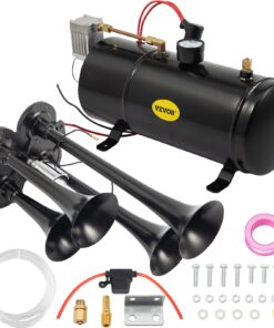 150dB 4-Trumpet Train Air Horn Kit with 120 PSI Compressor 12V 3L for Truck