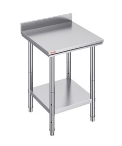 VEVOR 60x60x88cm NSF Stainless Steel Work Table with Lower Shelf for Commercial Kitchen & Restaurant