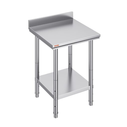 VEVOR 60x60x88cm NSF Stainless Steel Work Table with Lower Shelf for Commercial Kitchen Restaurant