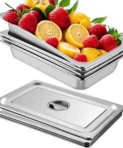 VEVOR 4-Pack Full-Size Stainless Steel Steam Table Pans