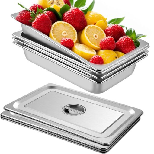 VEVOR 4 Pack Full Size Stainless Steel Steam Table Pans