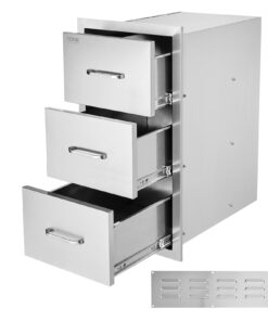 Vevor 3-Tier Stainless Steel BBQ Access Drawer 40x77 cm