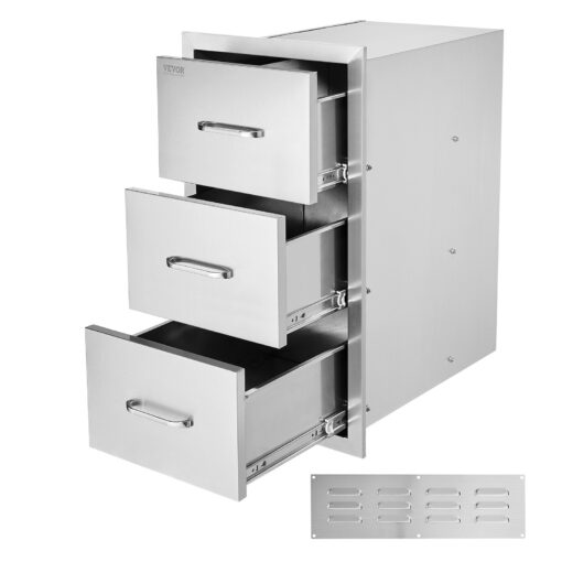 Vevor 3 Tier Stainless Steel BBQ Access Drawer 40x77 cm