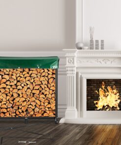 VEVOR 6ft Firewood Log Rack with Cover & Fireplace Tool Set