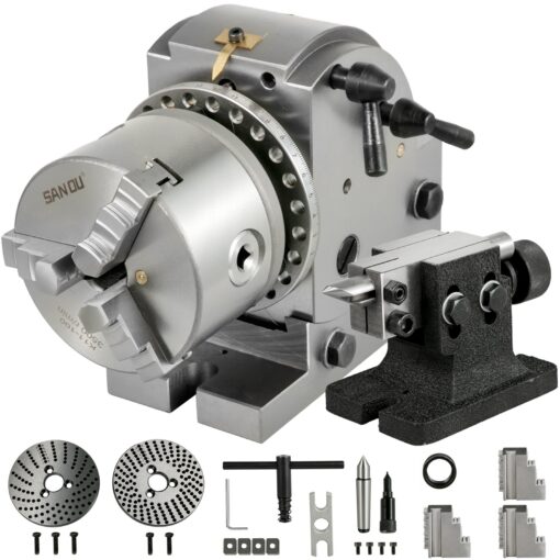 VEVOR 100mm Semi Universal Dividing Head Set with 3 Jaw Chuck