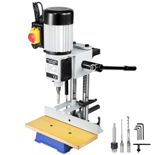 750W Hollow Chisel Mortising Machine with Chisel Bit Set for Woodworking