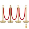 Набор VEVOR из 2 Золотых стоек для контроля Толпы с 15-метровыми Красными Бархатными Тросами