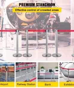 6 Стоек с 2-метровыми Красными Выдвижными Ремнями