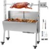 VEVOR 60 kg Stainless Steel Rotisserie Grill with Adjustable Height  Lockable Wheels for Outdoor BBQ  Camping