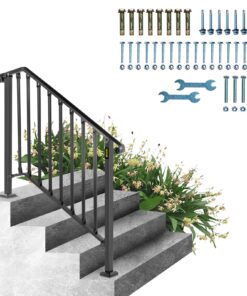 Матовый черный кованый железный поручень для 3-4 ступеней