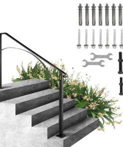 Matte Black Wrought Iron Handrail for 4 or 5 Steps