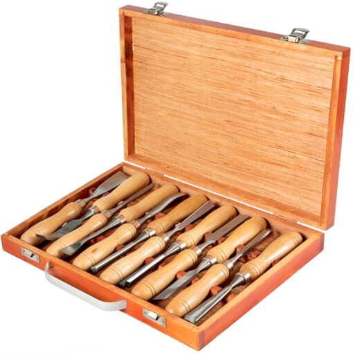 VEVOR 12 Piece Wood Chisel Set HSS Lathe Tools for Wood Carving Furniture Detailing