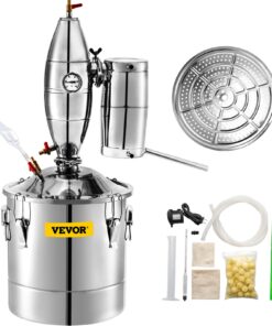 VEVOR 20L Stainless Steel Alcohol Distiller Kit with Thermometer – Home Brewing for Whiskey