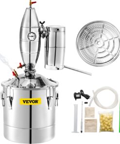 VEVOR 50L Stainless Steel Alcohol Distiller Kit with Thermometer & Fermentation Tank for Whiskey