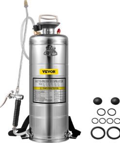 VEVOR 12L Stainless Steel Hand Pump Sprayer with Adjustable Nozzle for Gardening