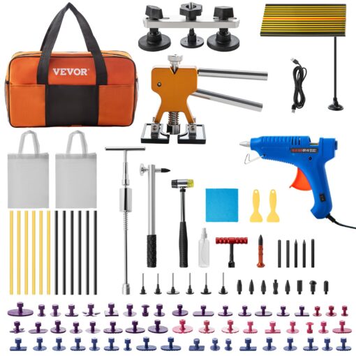 VEVOR 89 Piece Paintless Dent Repair Kit Auto Dent Removal Tools with LED Board