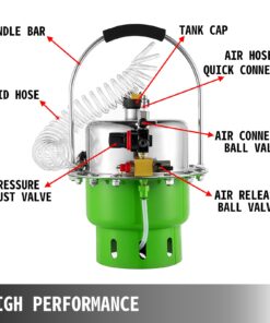 Air-Powered Brake & Clutch Fluid Bleeding Tool with Gauge