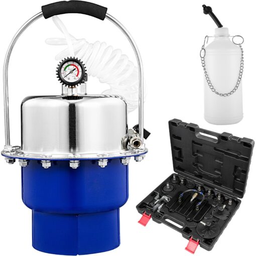 Pneumatic Brake and Clutch Bleeder Kit with Pressure Gauge Large Reservoir