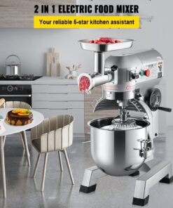 1100W Multifunctional Electric Mixer with Meat Grinder & 3 Speeds for Bakery & Pizzeria