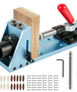 VEVOR Pocket Hole Jig Kit - Adjustable Aluminum Woodworking System with 15° Angle Drill Guide and Metric & Imperial Measurements for DIY Carpentry