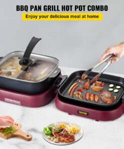 2100W Foldable Teppanyaki Grill with 3.6L Hot Pot