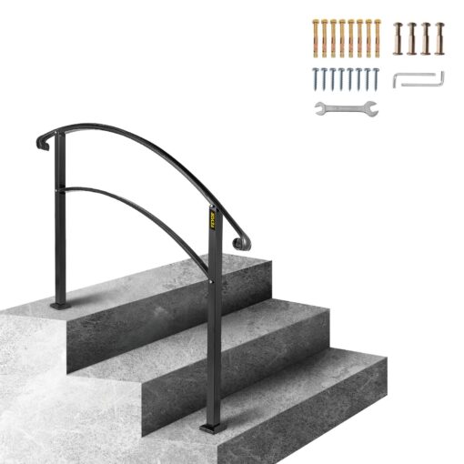 VEVOR Adjustable Wrought Iron Handrail for 3 Steps