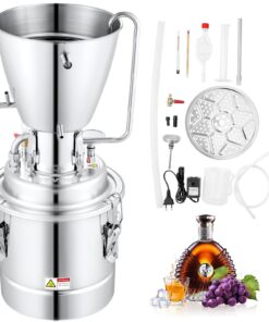 VEVOR 30L (8 Gal) Stainless Steel Alcohol Distiller Kit with 6-Lap Coil and Thermometer