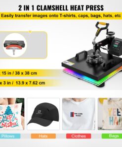 38x38cm (15x15in) Clamshell Sublimation Transfer Printer with Teflon Coating