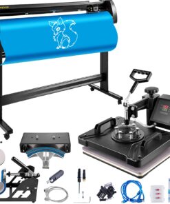 5-in-1 Heat Press & 53-Inch (135 cm) Vinyl Cutter Plotter with 12x15 Inch (30x38 cm) Heat Press