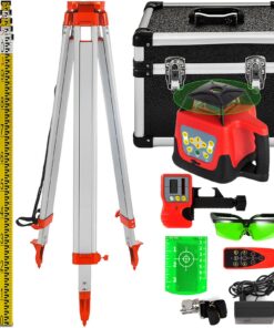 VEVOR Green Rotary Laser Level Kit with Adjustable Tripod and 5m/16.4ft Staff