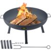 VEVOR 85 cm 34 Inch Carbon Steel Fire Pit Bowl with Drain Hole and Portable Handles