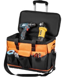 VEVOR 20-Inch Rolling Tool Bag with 17 Pockets and 6.5cm Wheels