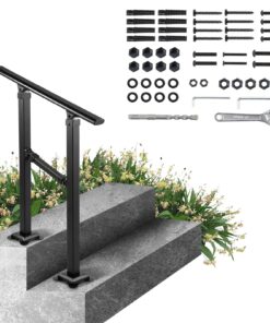 VEVOR Adjustable Wrought Iron Outdoor Stair Railing for 1 to 2 Steps