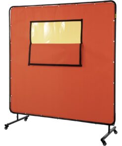 VEVOR 1.8m x 1.8m (6' x 6') Fireproof Fiberglass Welding Curtain with Metal Frame & Wheels