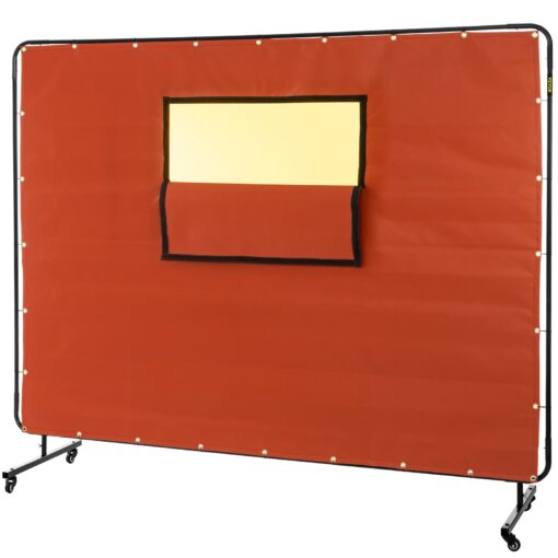 VEVOR 183m x 244m 6 x 8 Fireproof Welding Curtain with Metal Frame Wheels