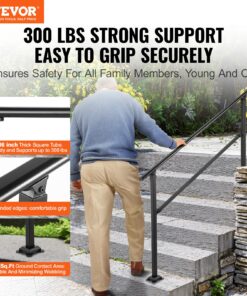 Matte Black Handrail with Installation Kit